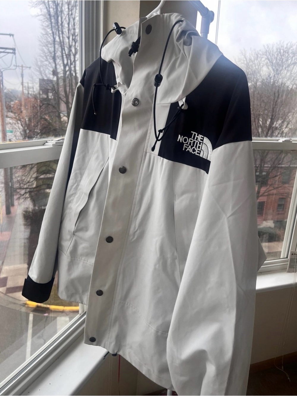 The North Face  White and Black Waterproof  Jacket